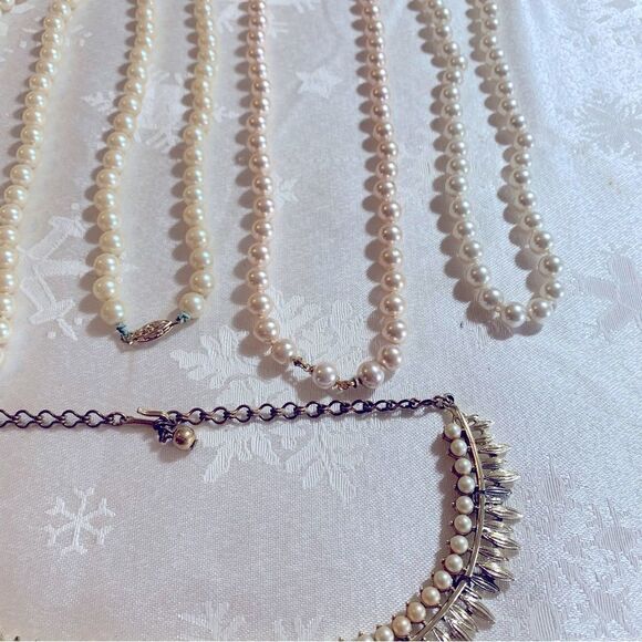Vintage Knotted Faux Pearl Necklaces Set of 5 Various Sizes & Lengths Gorgeous - Picture 4 of 10